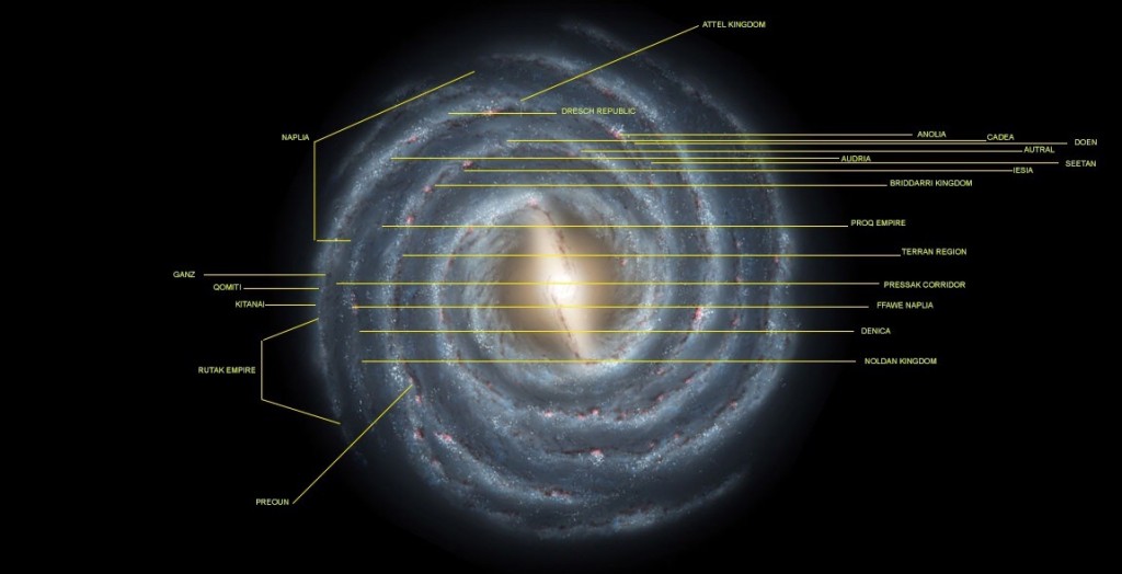 Work in progress high level map of some of the empires that existed at the time of the Naplian Wars and the Cybernetic betrayal.