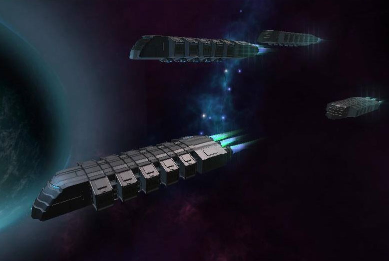 Molnsa Merchant Ships moving through a starsystem