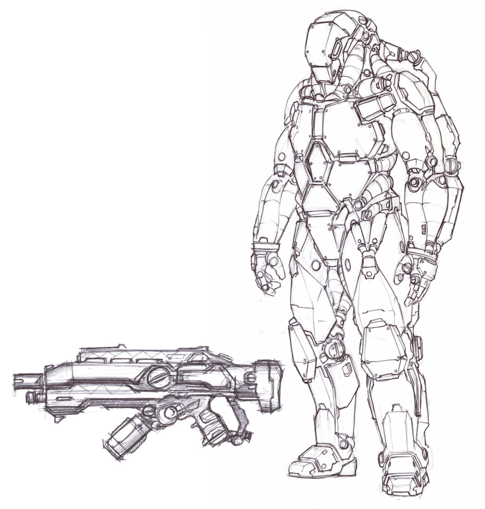 A WIP of a Stelltron Corporation Heavy Infantry Trooper.