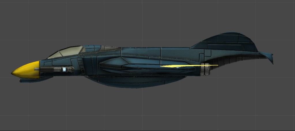 The Specter FB112H pictured above is a fighter-bomber variant with a heavy bomb load pylon under the central section of the fuselage. These models saw action as close air support aircraft during the Ice World campaigns of the 34th century.