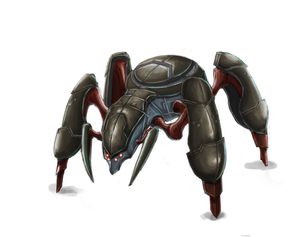 The Kratek are excellent manufacturers and builders. Their six appendages and multiple eye sets give them a marked efficiency advantage over their human counterparts. The Kratek pictured above is a combat assault engineer in full body armor.